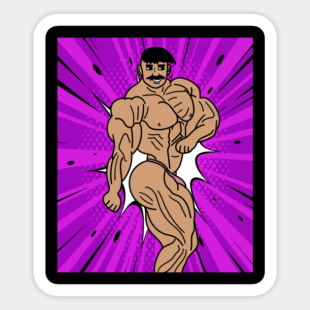 Retro Bodybuilding Lifting Weights Sticker by flofin